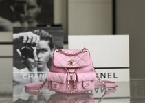 Chanel Bags Backpack Pink Lychee Pattern All Steel Calfskin Cowhide Spring/Summer Collection Vintage