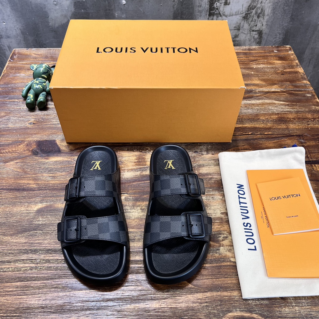 Louis Vuitton LV路易威登 驴牌L家 最新款 老花 棋盘格 浮雕 厚底 凉鞋 拖鞋