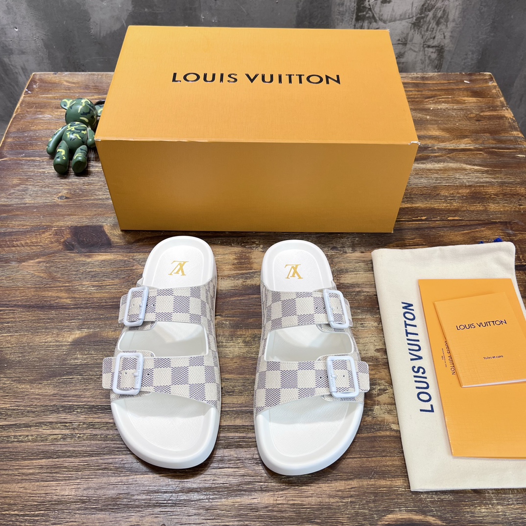 Louis Vuitton LV路易威登 驴牌L家 最新款 老花 棋盘格 浮雕 厚底 凉鞋 拖鞋