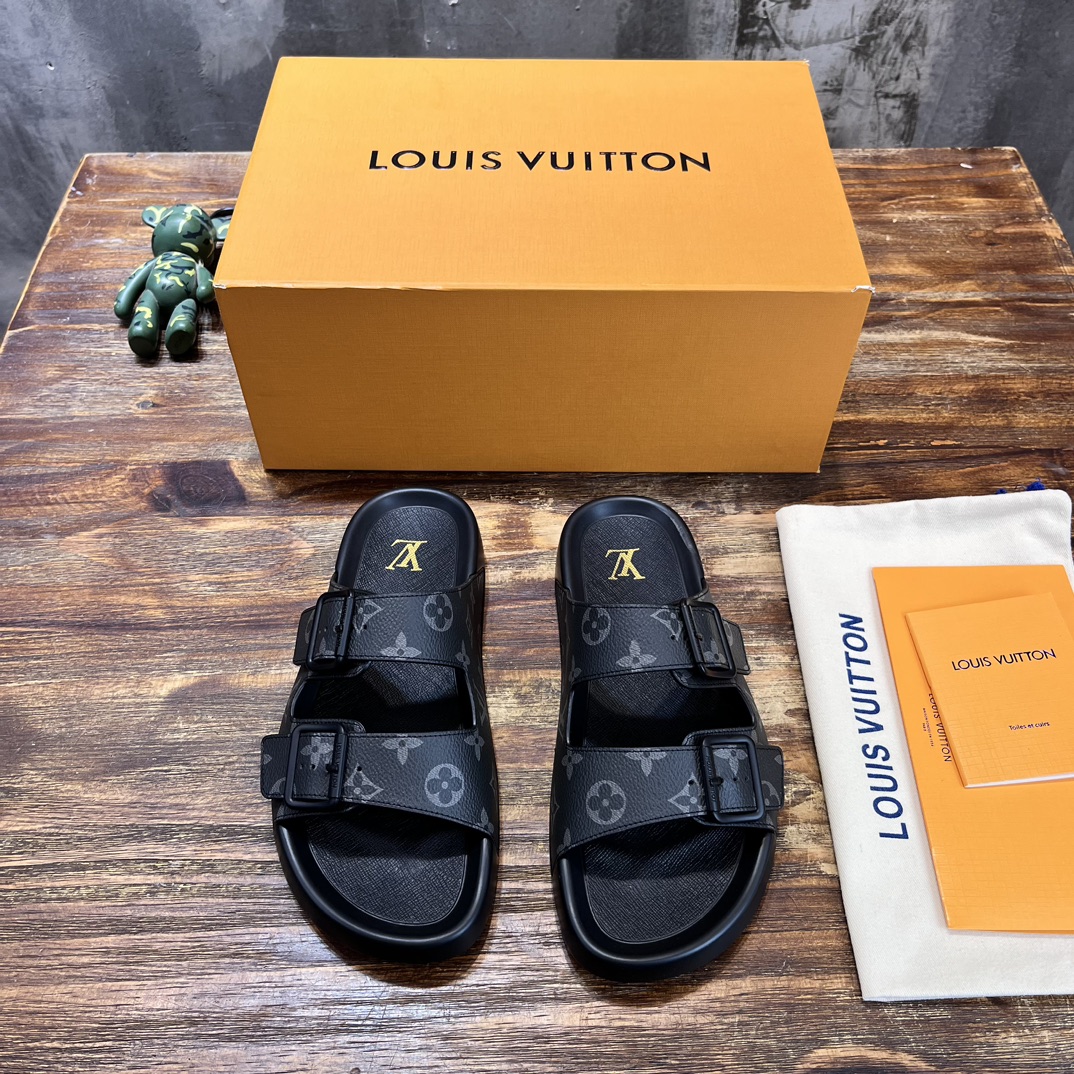 Louis Vuitton LV路易威登 驴牌L家 最新款 老花 棋盘格 浮雕 厚底 凉鞋 拖鞋