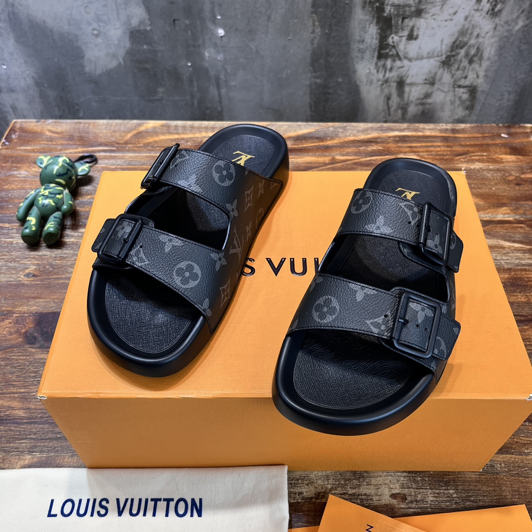 Louis Vuitton LV路易威登 驴牌L家 最新款 老花 棋盘格 浮雕 厚底 凉鞋 拖鞋