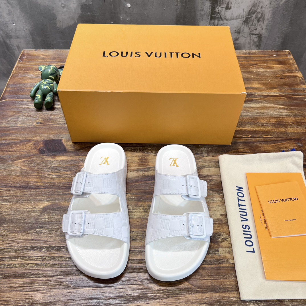 Louis Vuitton LV路易威登 驴牌L家 最新款 老花 棋盘格 浮雕 厚底 凉鞋 拖鞋