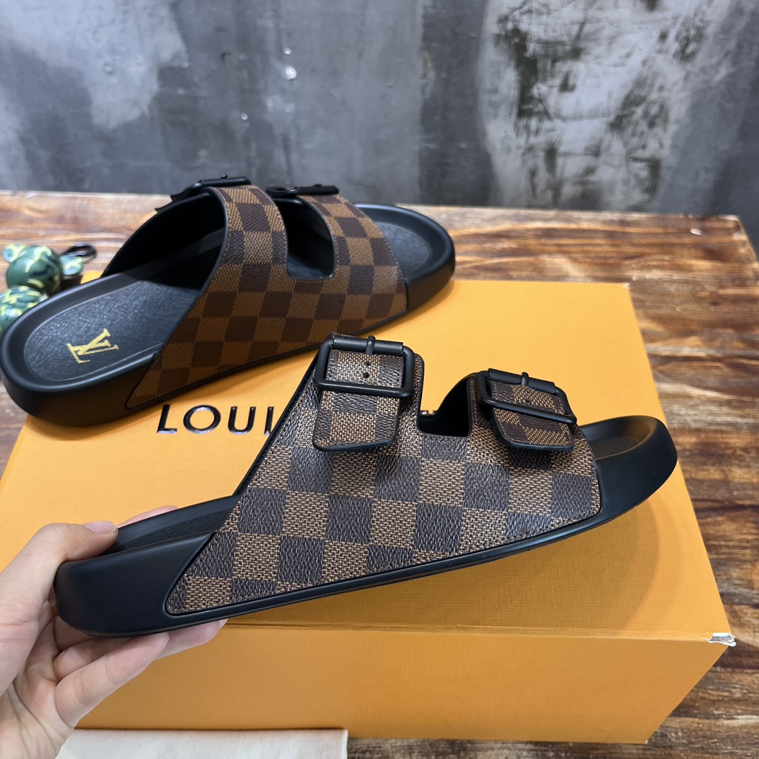Louis Vuitton LV路易威登 驴牌L家 最新款 老花 棋盘格 浮雕 厚底 凉鞋 拖鞋