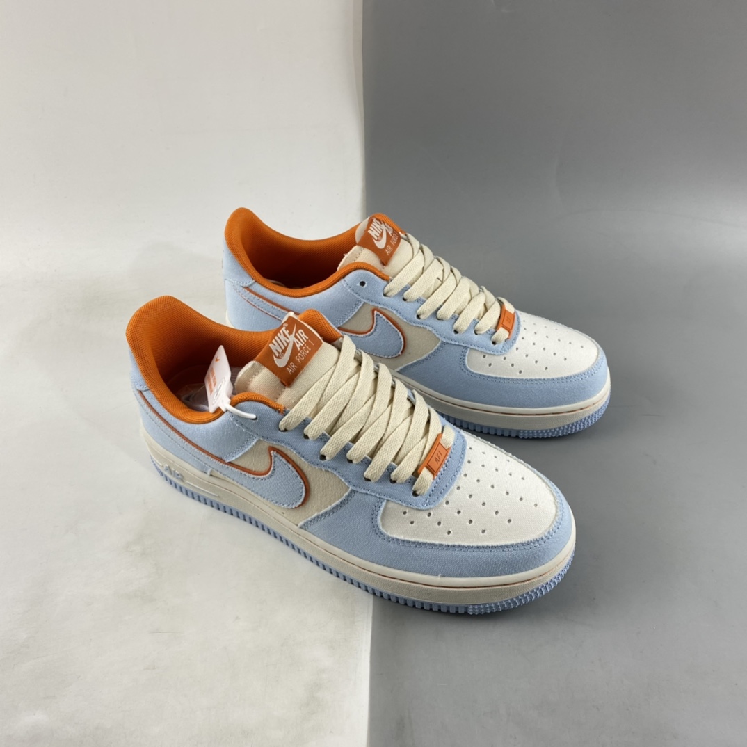 P200 Nike Air Force 1'07 Low 米橙蓝 空军一号帆布低帮休闲板鞋 315122-662