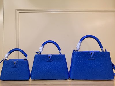Perfect Quality Louis Vuitton LV Capucines Bags Handbags Replica US Blue Dark Cowhide M94227