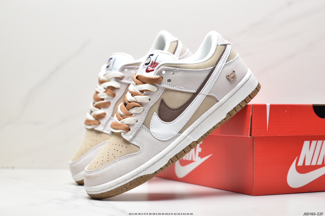 SB Dunk Low SE ”85 Double Swoosh/Grey/Brown Bear” rebound shoes ”suede light brown double swoosh bear” DO9457-113