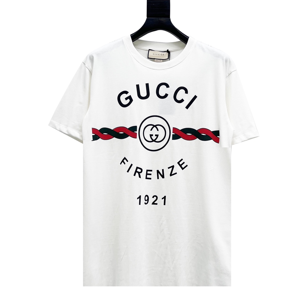 150 GUCCI/古驰 麻花腰带LOGO短袖T恤 定织高克重针织棉