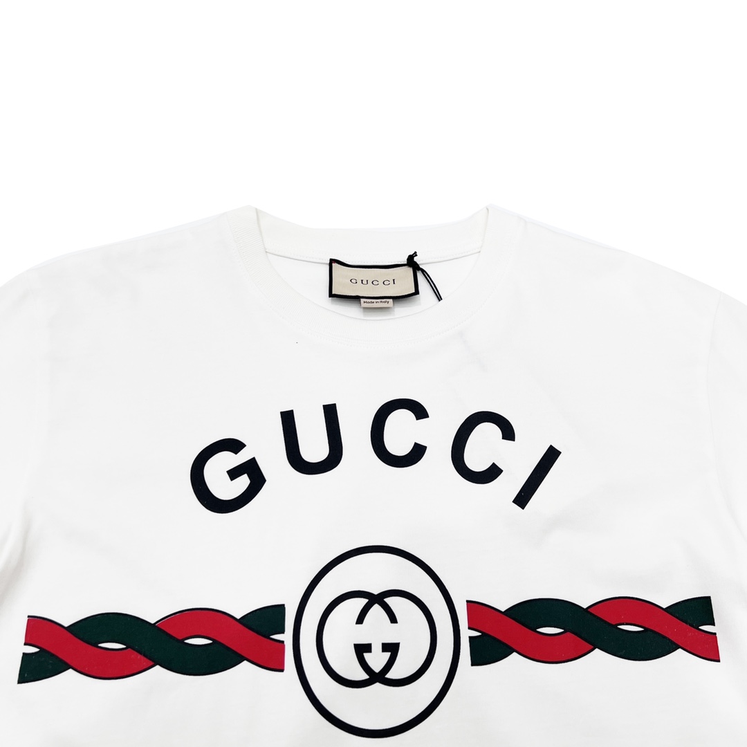 150 GUCCI/古驰 麻花腰带LOGO短袖T恤 定织高克重针织棉