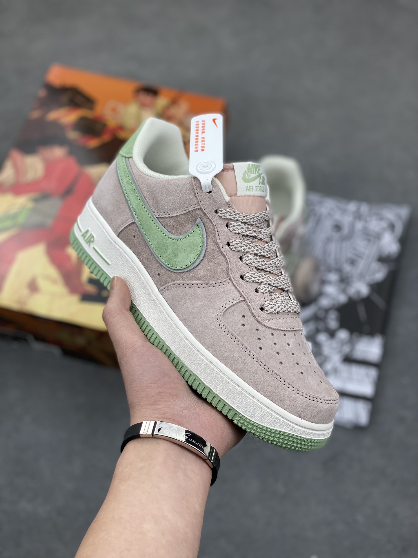 AKIRA x Nike Air Force 1 Low '07 Mint Pink Suede Casual Sneakers