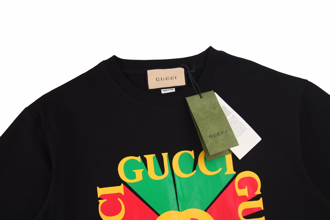 Gucci 古驰 22fw 红绿方块logo印花短袖 OS落肩版型