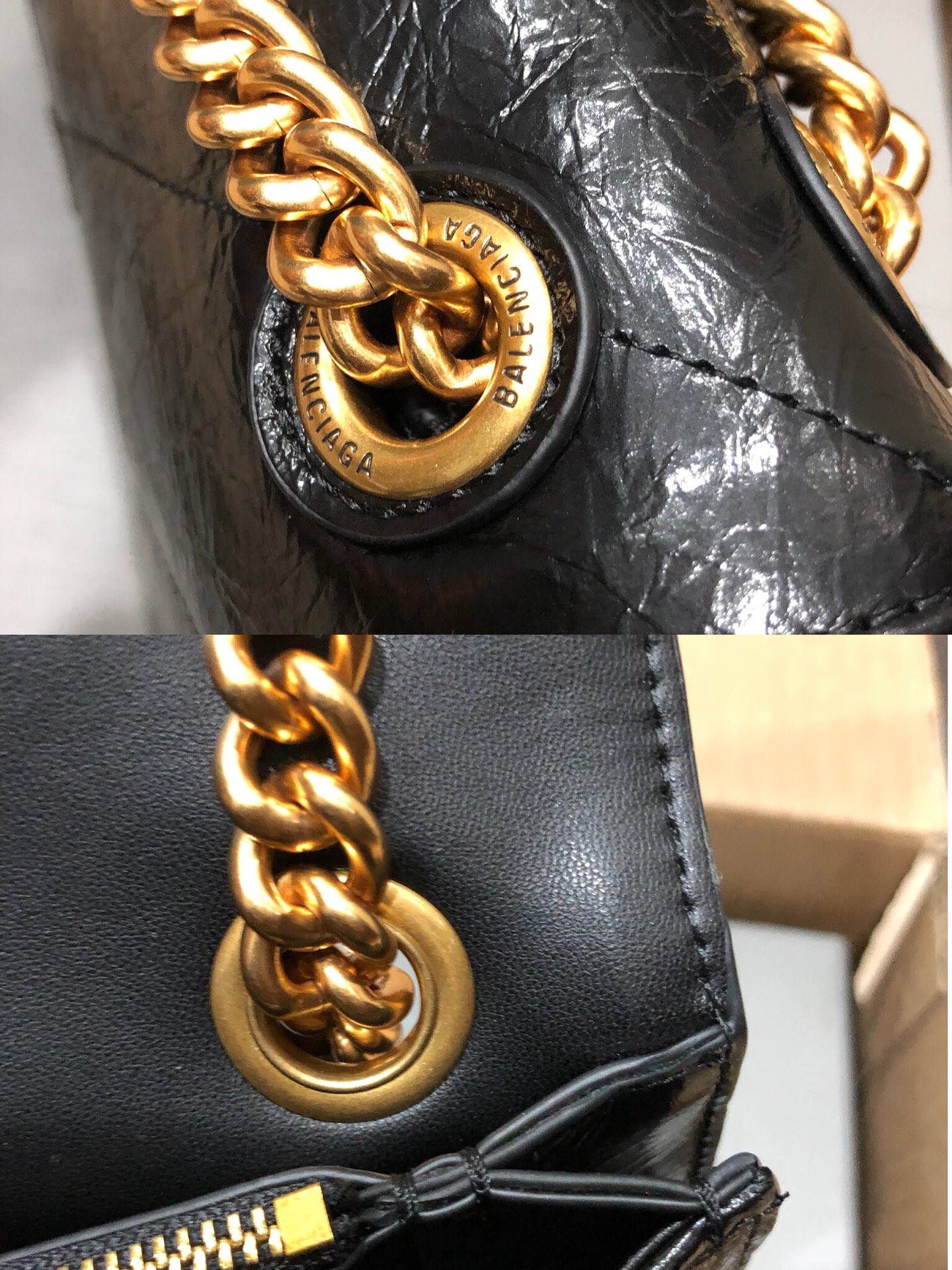 Balenciaga Style Black Leather Chain Bag style reference detail image 9 from source 776243