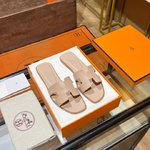 Hermes Shoes Slippers Beige Sewing Epsom Summer Collection