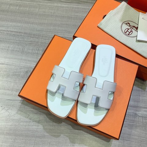 Hermes Shoes Slippers White Sewing Epsom Summer Collection