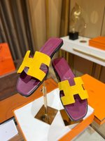 Highest quality replica
 Hermes Online
 Shoes Slippers Purple Yellow Sewing Epsom Summer Collection