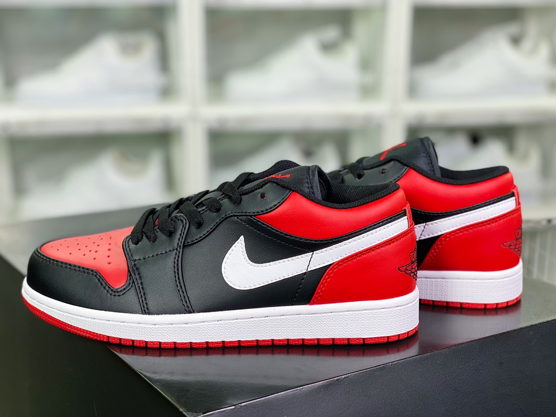 Air Jordan 1 Low ”Black Toe” AJ1 Jordan generation low-top basketball shoes ”Low-top black red toe” 553558-066