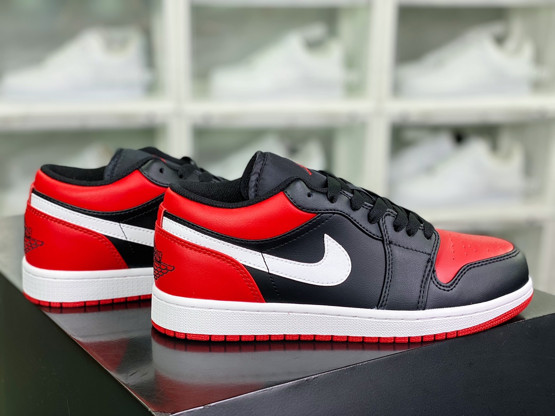 Air Jordan 1 Low ”Black Toe” AJ1 Jordan generation low-top basketball shoes ”Low-top black red toe” 553558-066