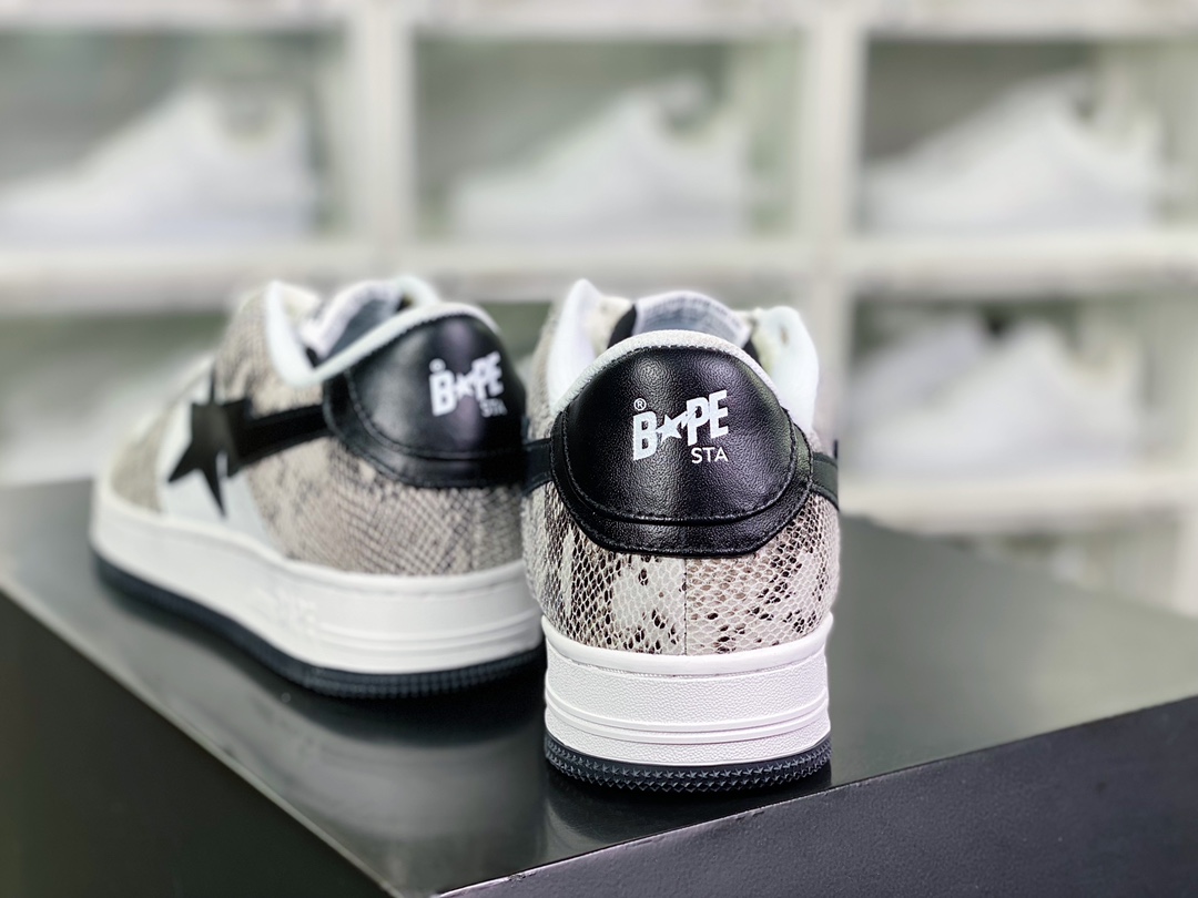 A Bathing【Ape BAPE】 Sta Low ”Snakeskin” series low-cut sneakers ”python pattern beige, brown, white and black” 1I80-291-009