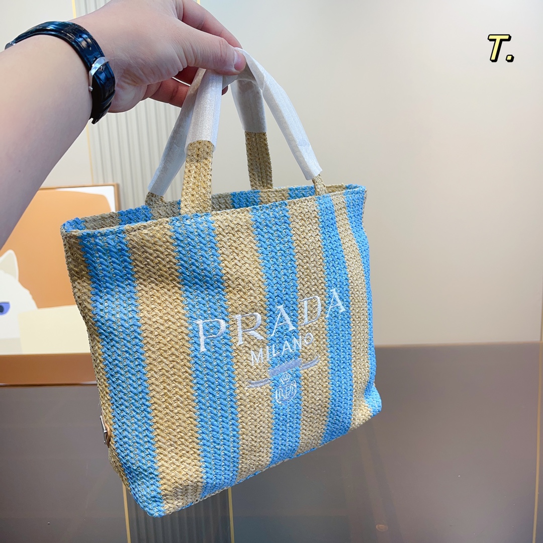 Prada Sacs À Main Broderie de fleurs Rafia Tissé