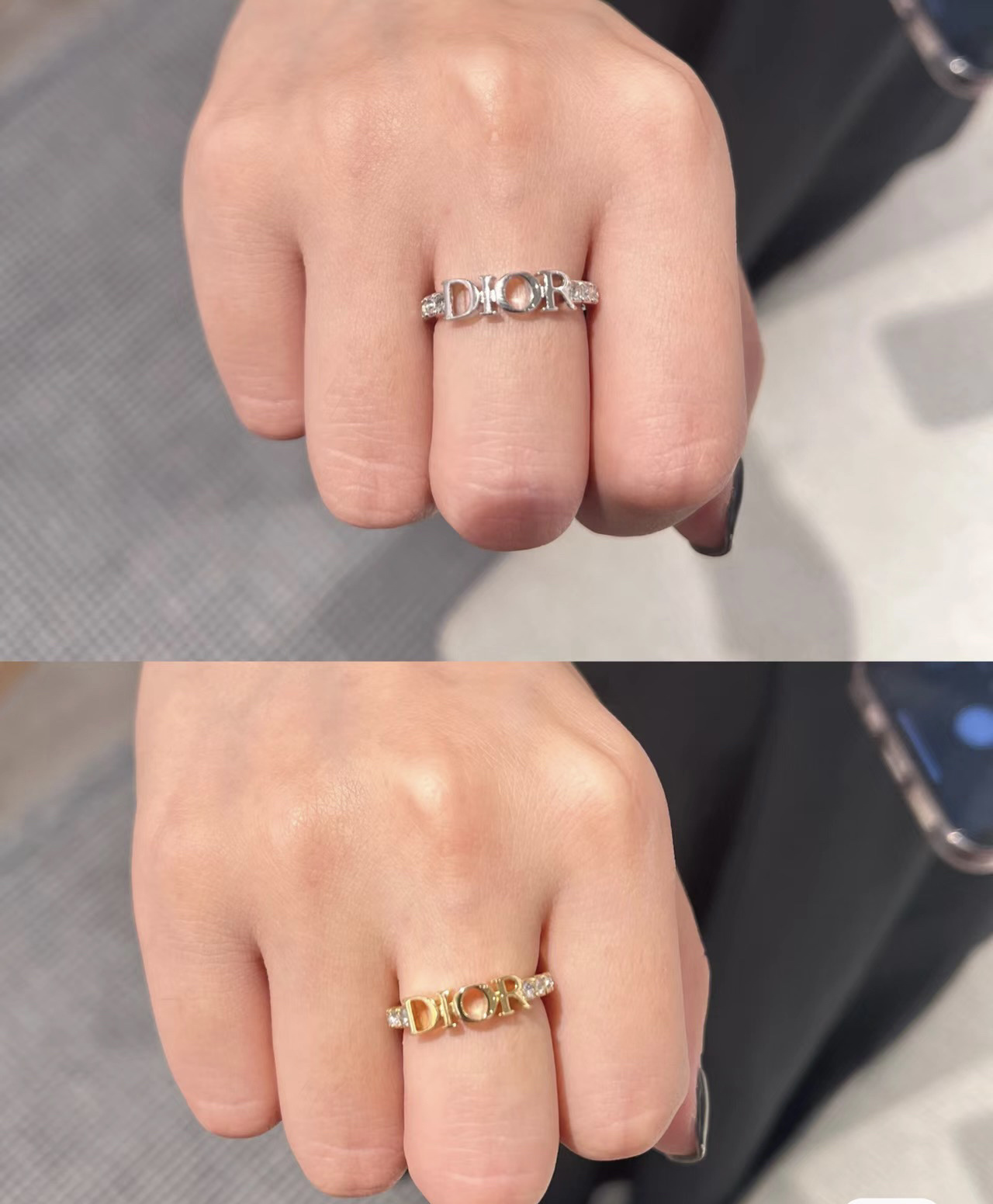 【新品出货】迪奥DIOR白金色戒指678号