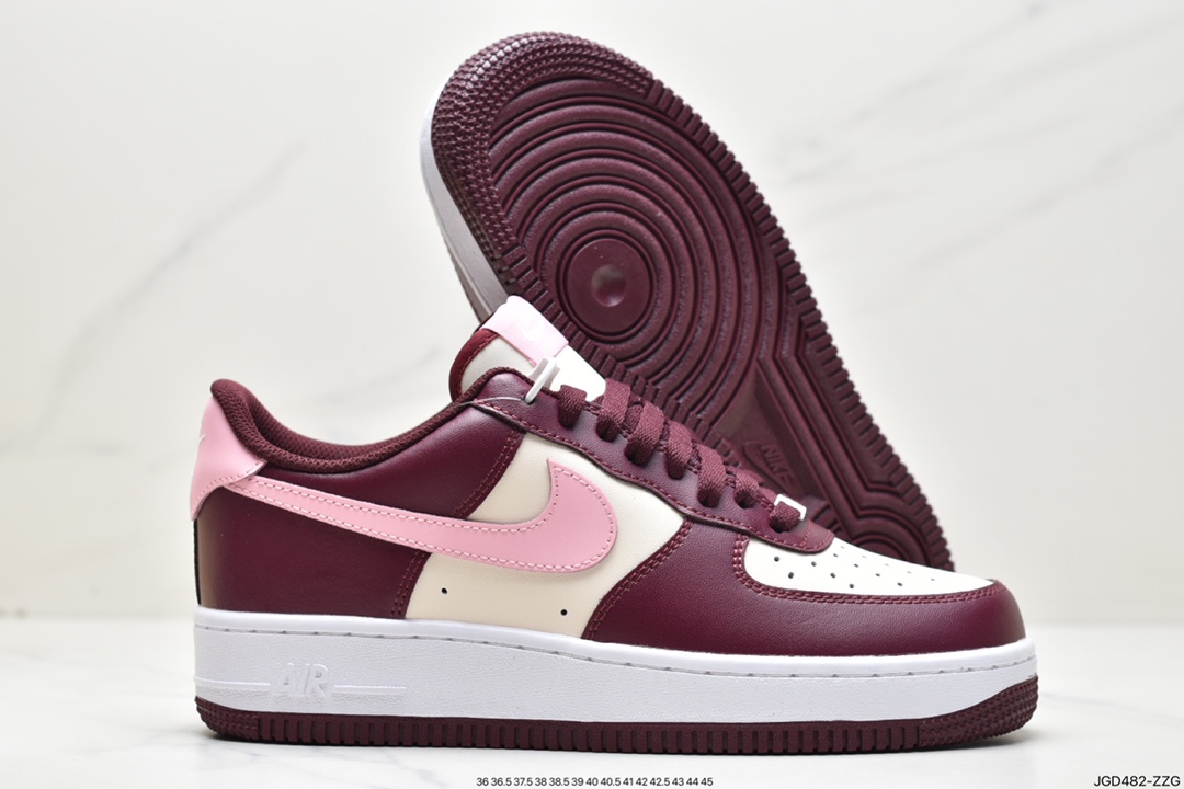 180 Nike Wmns Air Force 1'07 Low”Valentine’s Day”空军一号低帮板鞋“米白粉酒红樱桃情人节”FD9925-161
