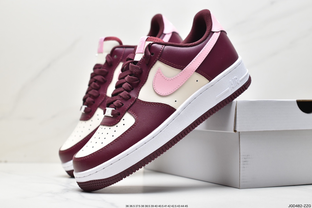 180 Nike Wmns Air Force 1'07 Low”Valentine’s Day”空军一号低帮板鞋“米白粉酒红樱桃情人节”FD9925-161