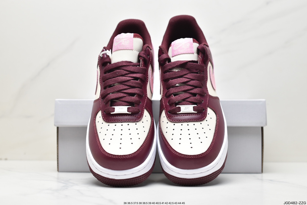 180 Nike Wmns Air Force 1'07 Low”Valentine’s Day”空军一号低帮板鞋“米白粉酒红樱桃情人节”FD9925-161