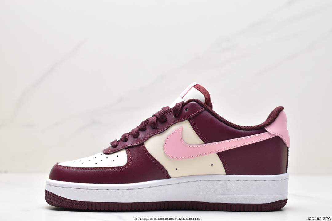 180 Nike Wmns Air Force 1'07 Low”Valentine’s Day”空军一号低帮板鞋“米白粉酒红樱桃情人节”FD9925-161