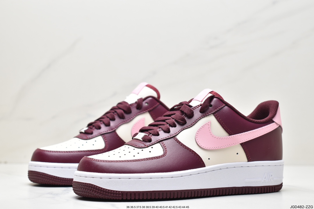 180 Nike Wmns Air Force 1'07 Low”Valentine’s Day”空军一号低帮板鞋“米白粉酒红樱桃情人节”FD9925-161