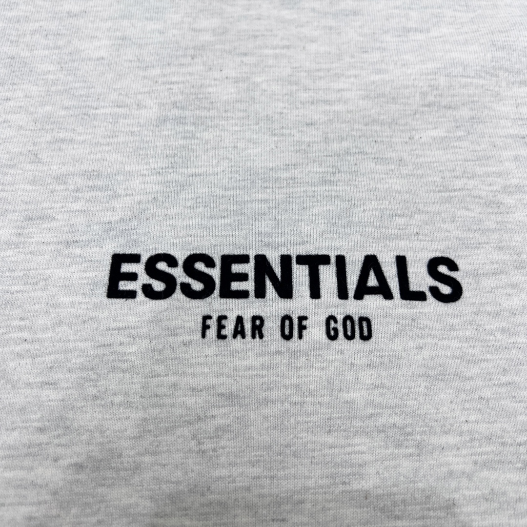 FOG FEAR OF GOD复线ESSENTIALS第八季前后植绒字母圆领T恤