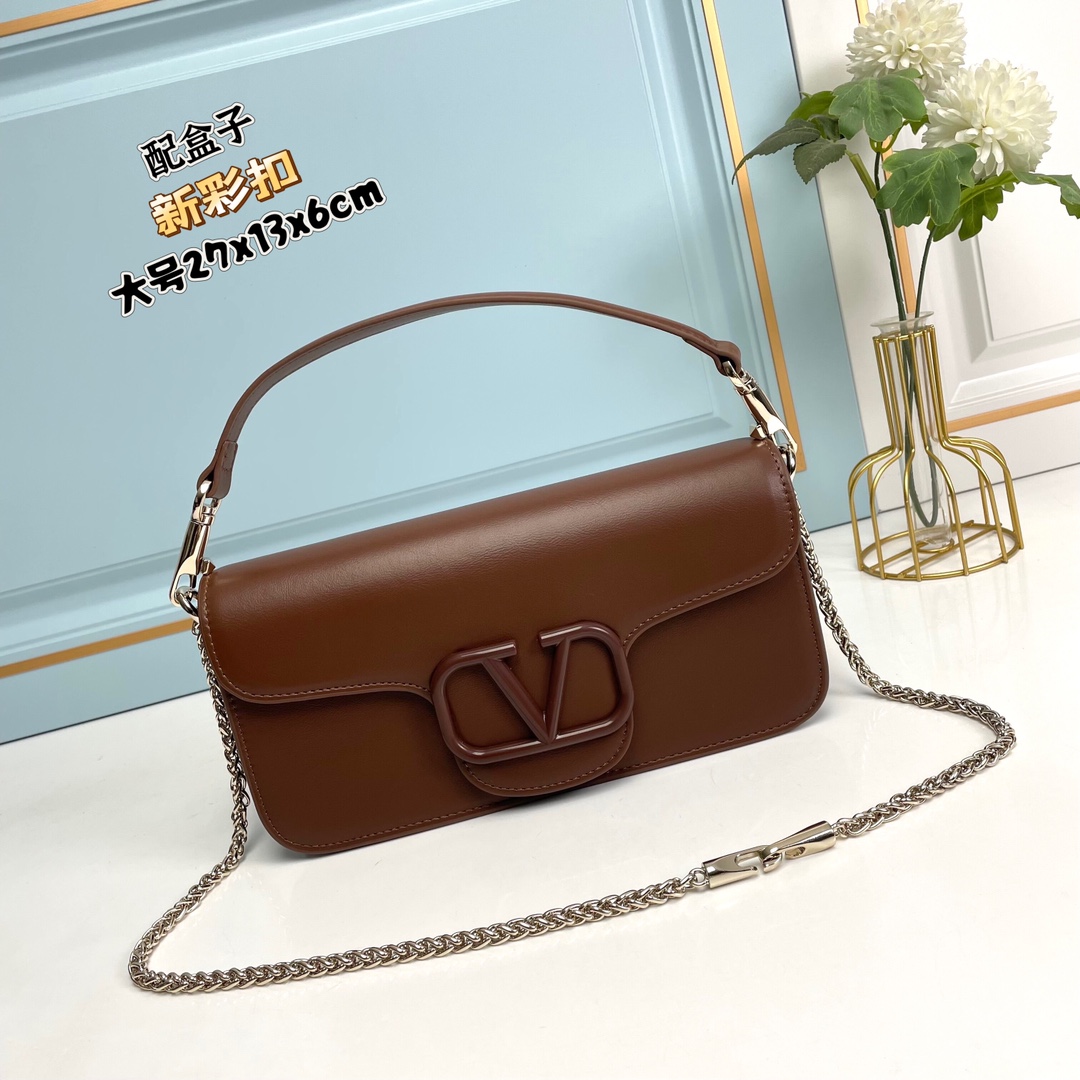 💖彩色扣💖🆕新款【大号】Garavani MINI LOCÒ小牛皮手袋，装饰彩色VLogo Signat