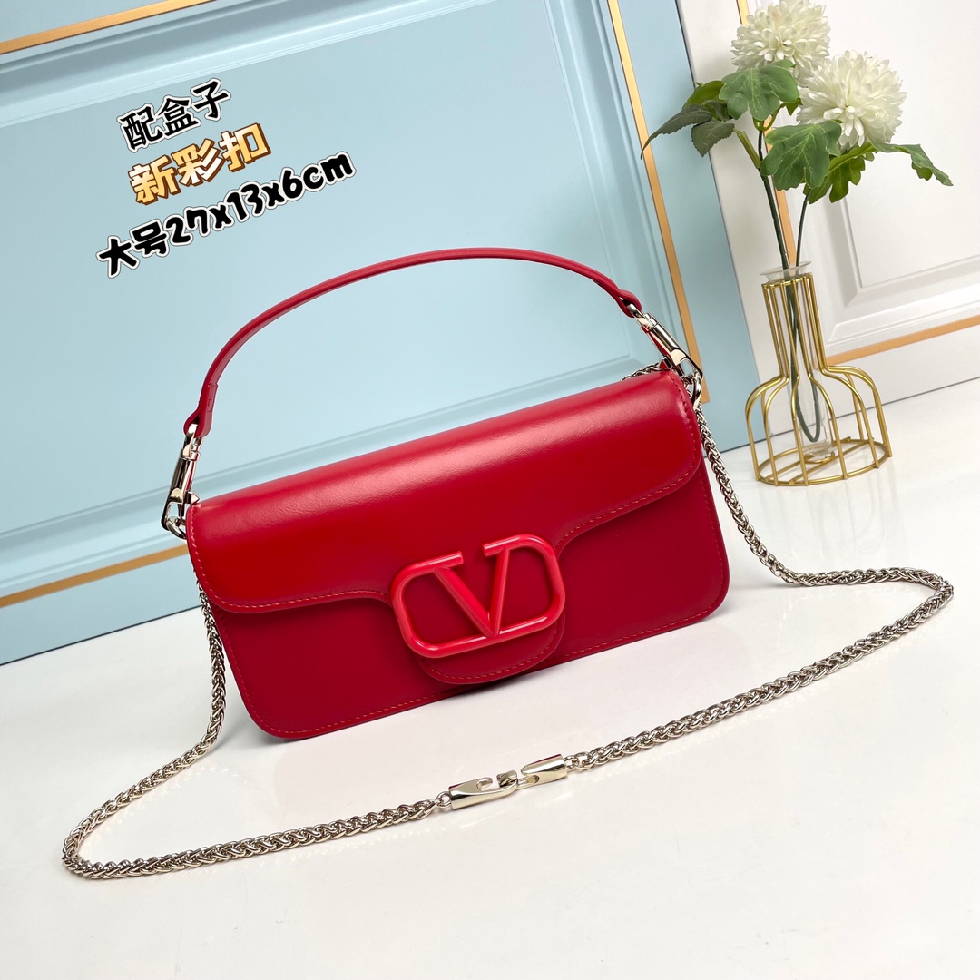 💖彩色扣💖🆕新款【大号】Garavani MINI LOCÒ小牛皮手袋，装饰彩色VLogo Signat