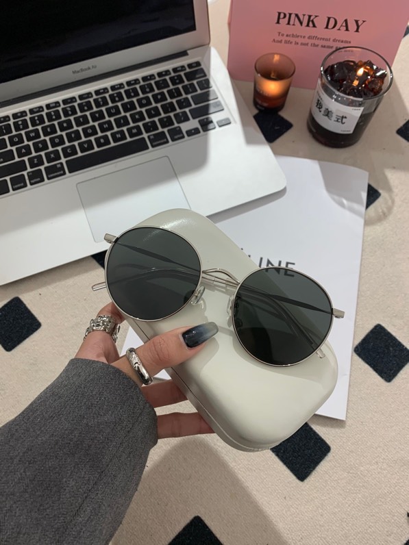 CELINE Sunglasses Round Frame Metal Vintage