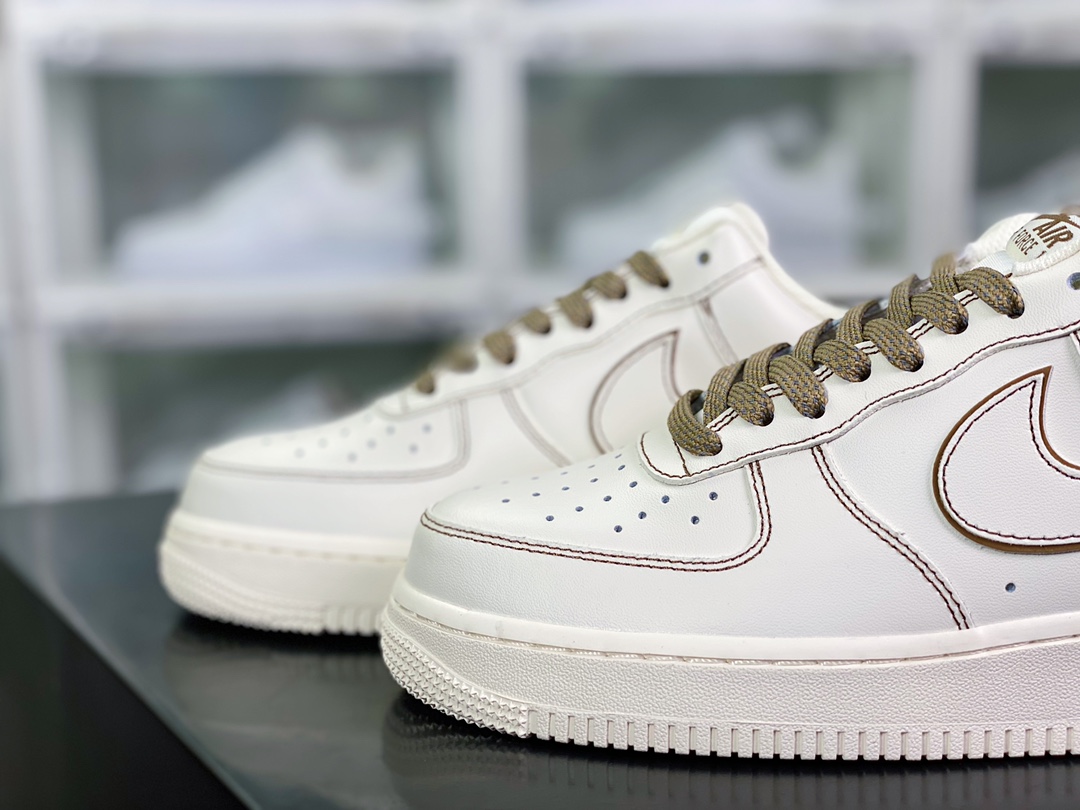 Air Force 1'07 Low ”Milk White/Brown” Air Force 1 sneakers ”leather off-white light brown stitching” 315122-808