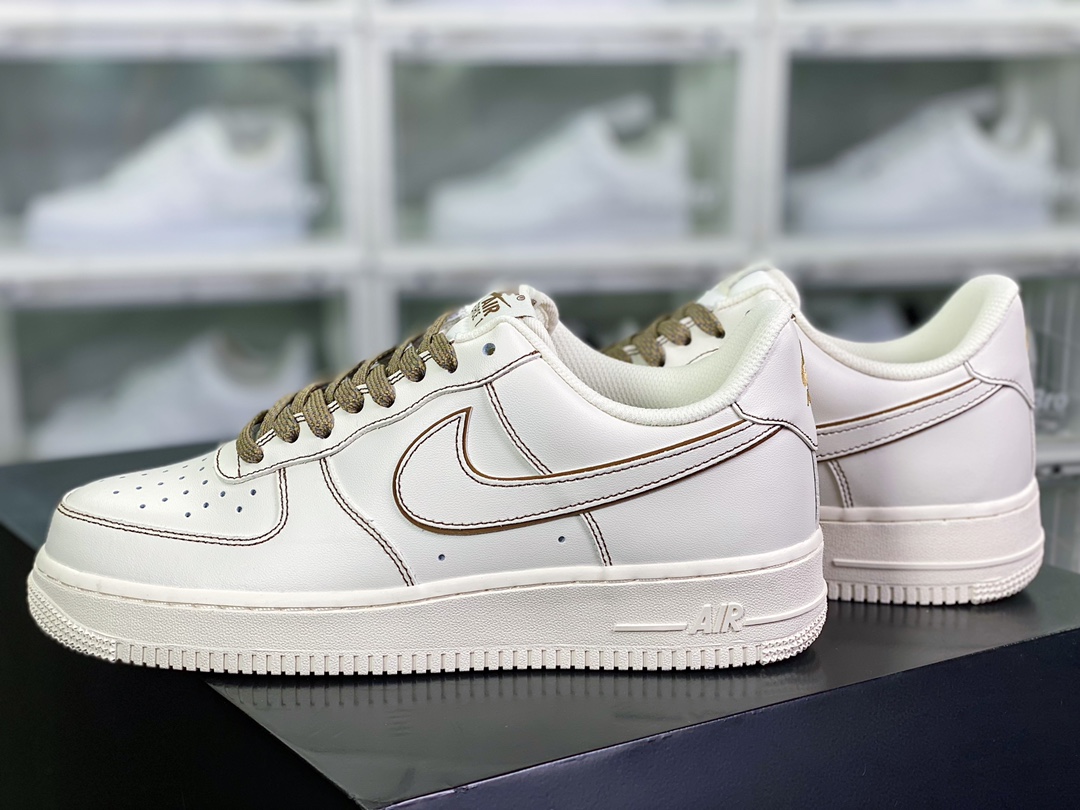 Air Force 1'07 Low ”Milk White/Brown” Air Force 1 sneakers ”leather off-white light brown stitching” 315122-808