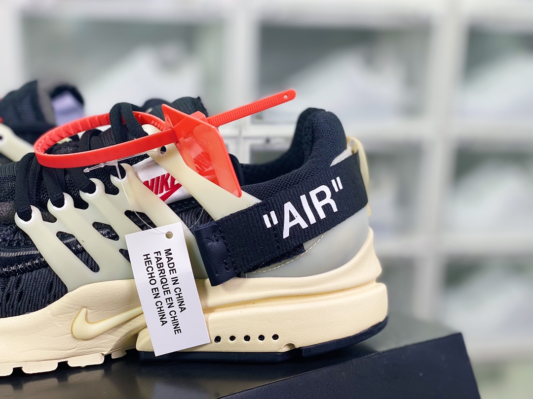 340 Off-White x 【Nike】 Air Presto”Black Muslin”1.0一代慢跑鞋“OW黑白米黄”AA3830-001