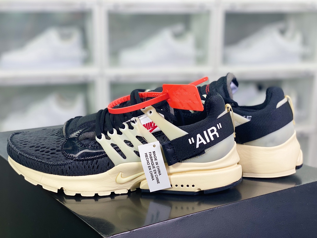 340 Off-White x 【Nike】 Air Presto”Black Muslin”1.0一代慢跑鞋“OW黑白米黄”AA3830-001