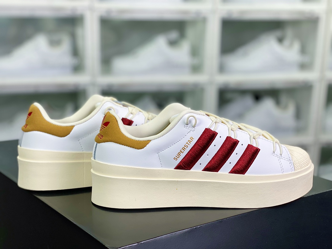 Superstar Bonega W Low improved shell toe thick-soled series low-top sneakers ”White Brown Wine Red Valentine's Day” GY6793