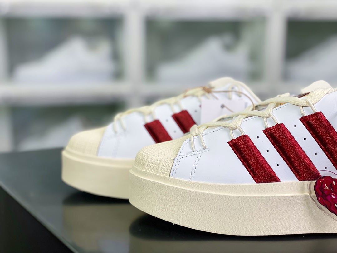 Superstar Bonega W Low improved shell toe thick-soled series low-top sneakers ”White Brown Wine Red Valentine's Day” GY6793