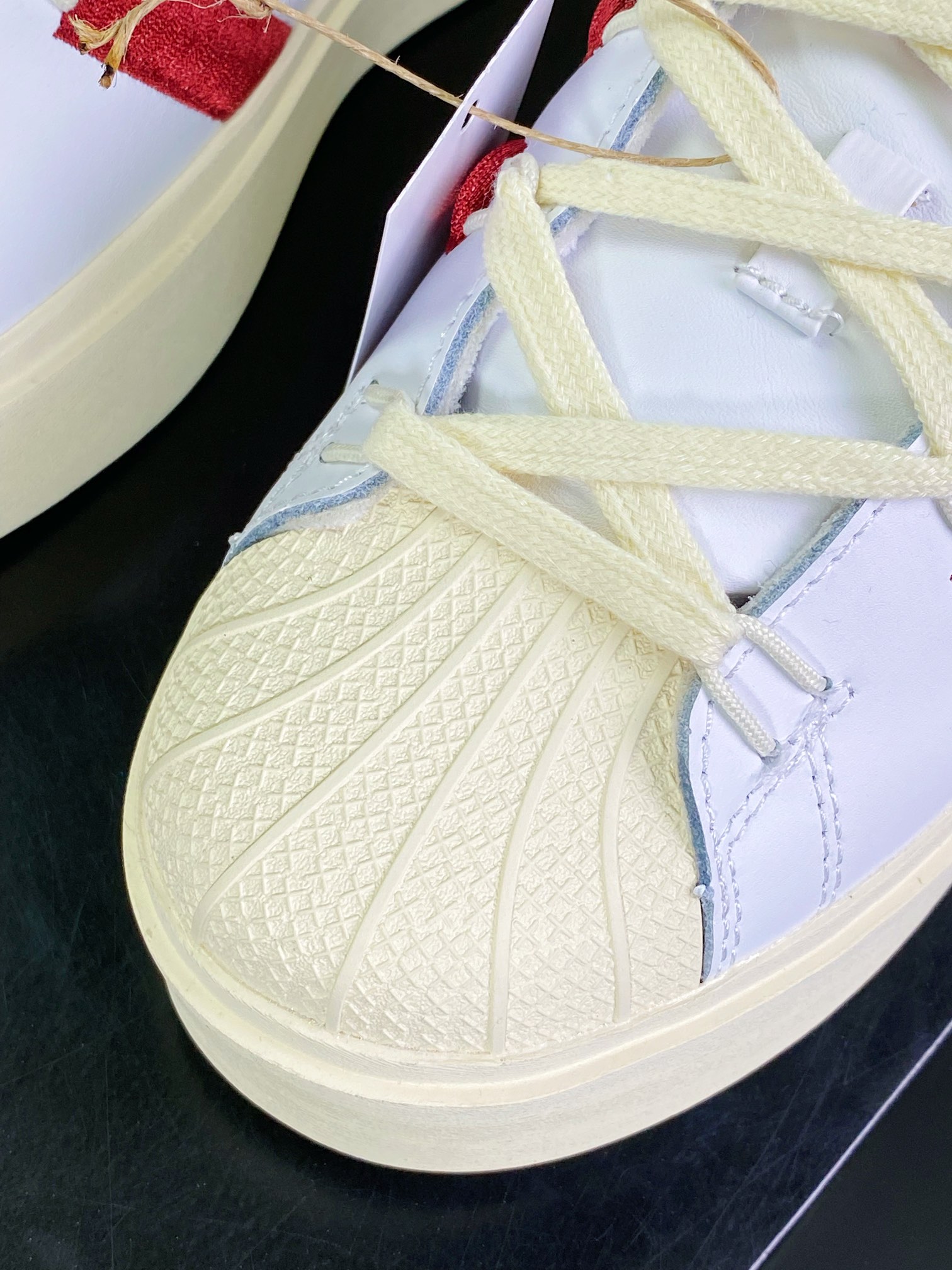 Superstar Bonega W Low improved shell toe thick-soled series low-top sneakers ”White Brown Wine Red Valentine's Day” GY6793