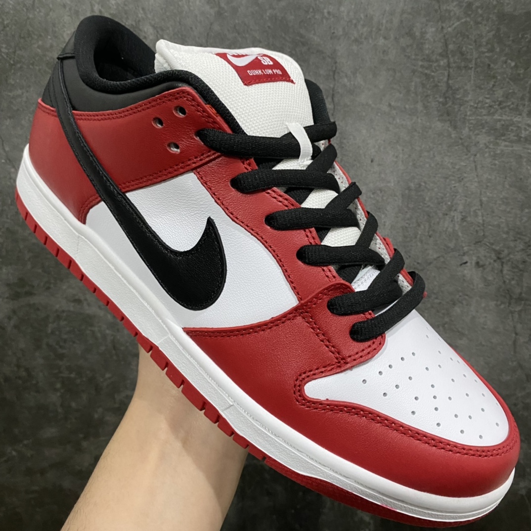 M pure original Nike SB Dunk Low Chicago black and white red BQ6817-600