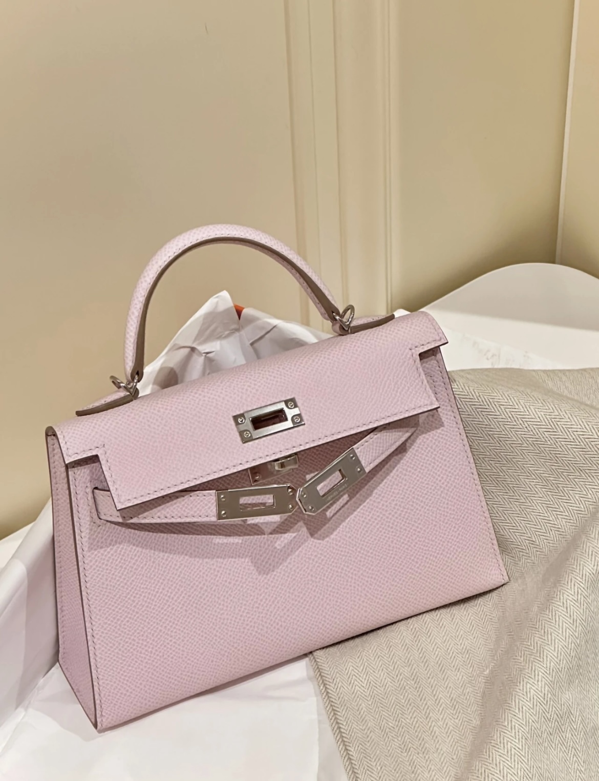 Hermes Kelly Handbags Crossbody & Shoulder Bags Pink Purple Epsom Mini
