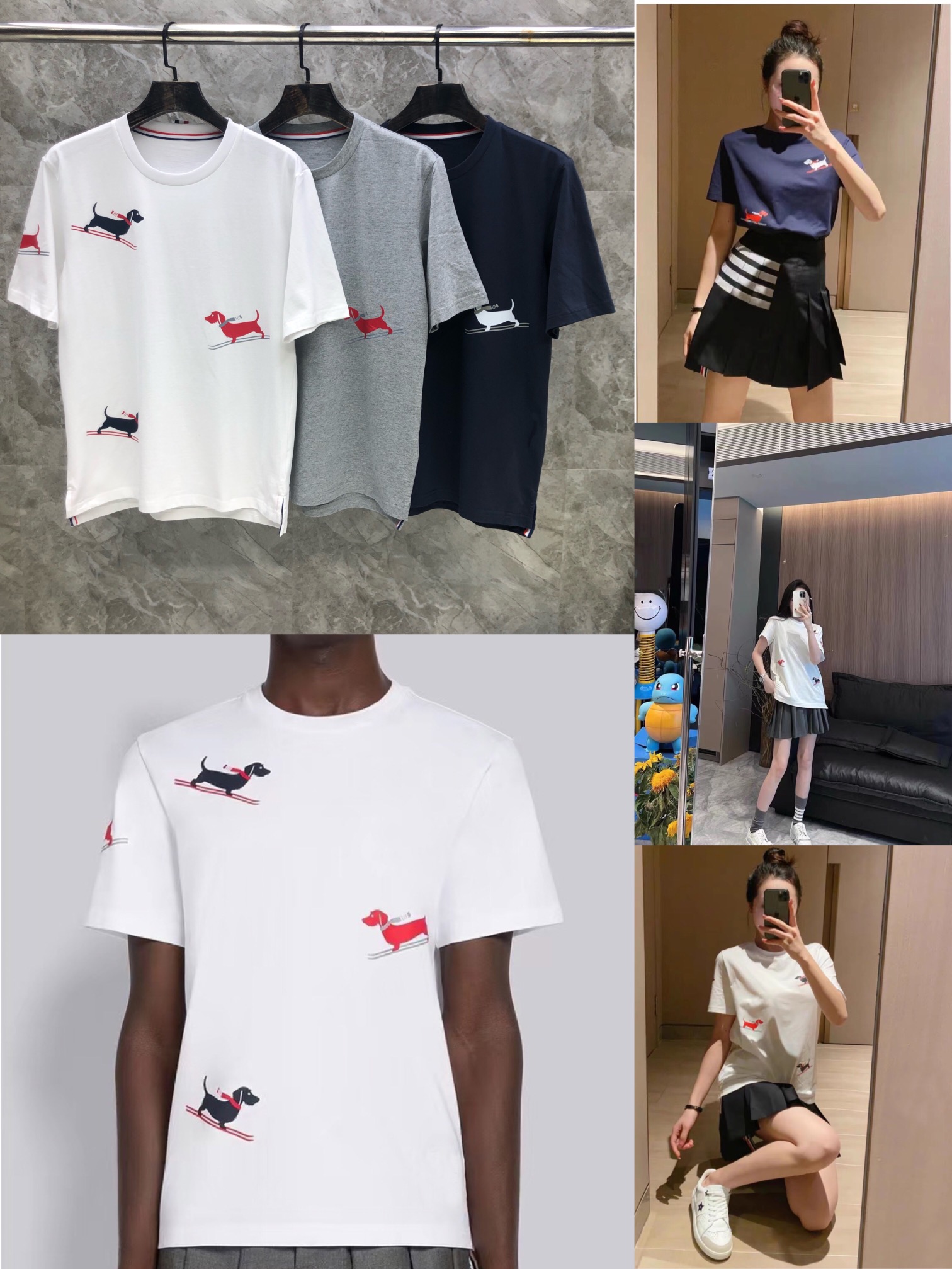 톰브라운 스키 타는 강아지 프린트 반팔 티셔츠 상세 이미지 8