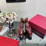 Valentino Shoes High Heel Pumps Genuine Leather Patent Sheepskin Fashion
