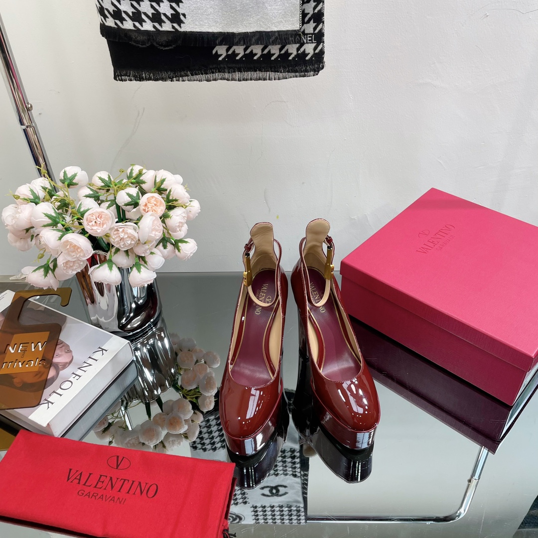 Valentino Shoes High Heel Pumps Genuine Leather Patent Sheepskin Fashion