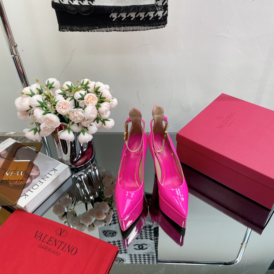 Buy Replica
 Valentino Shoes High Heel Pumps Genuine Leather Patent Sheepskin Fashion