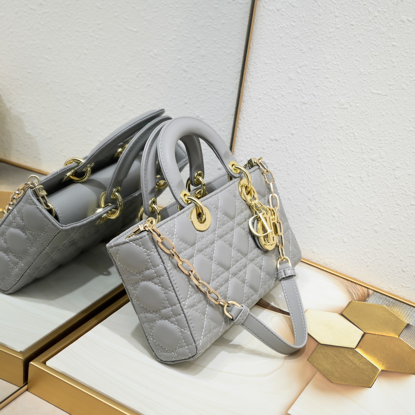 Dior Lady D-Joy Gray 26 6 14cm shoulder everyday