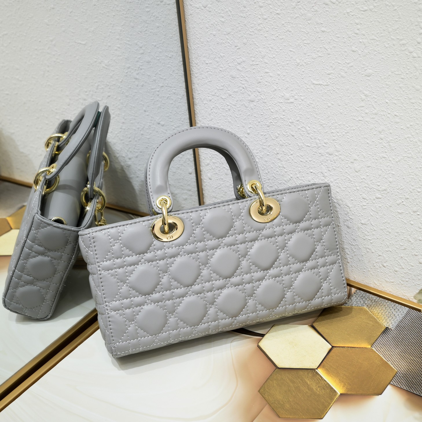 Dior Lady D-Joy Gray 26 6 14cm shoulder everyday