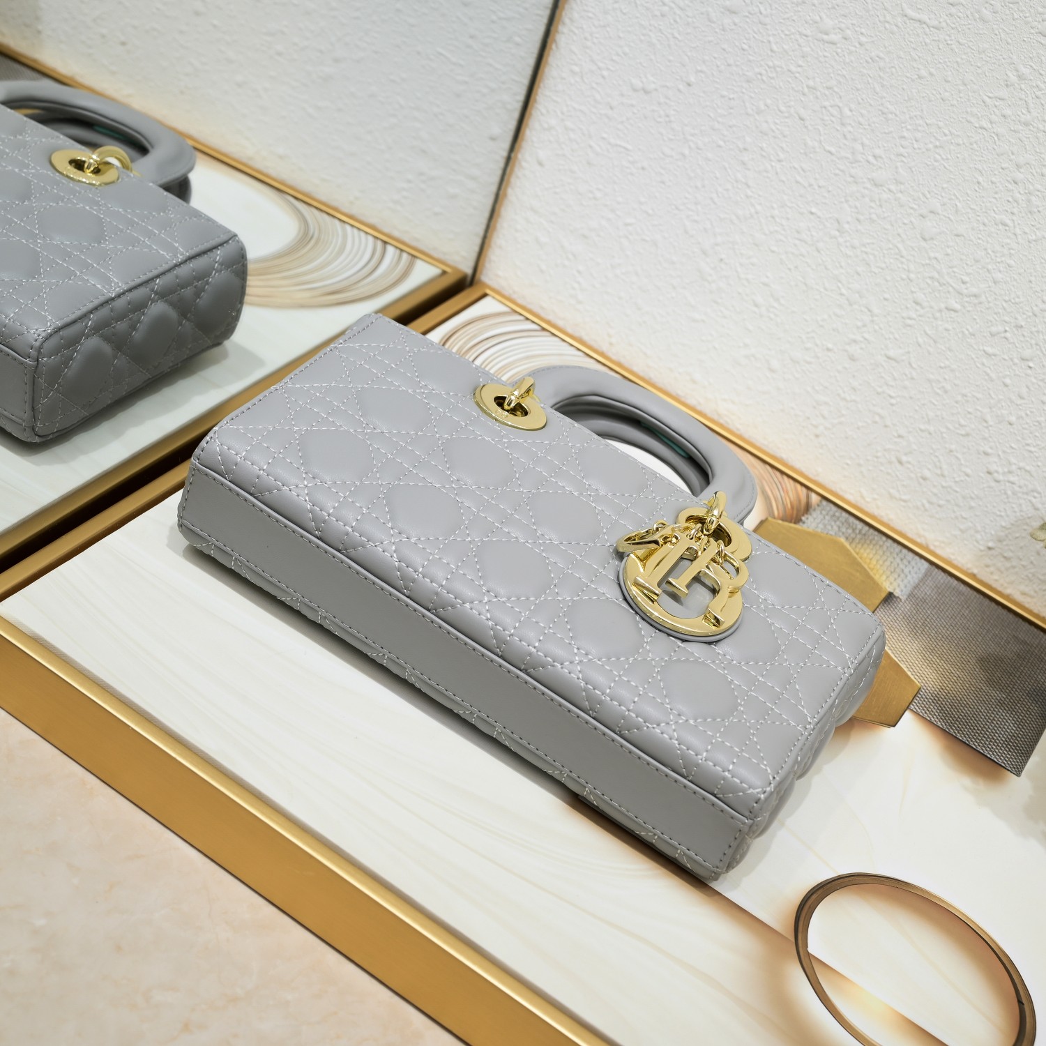 Dior Lady D-Joy Gray 26 6 14cm shoulder everyday