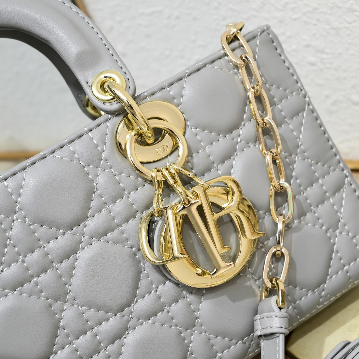 Dior Lady D-Joy Gray 26 6 14cm shoulder everyday