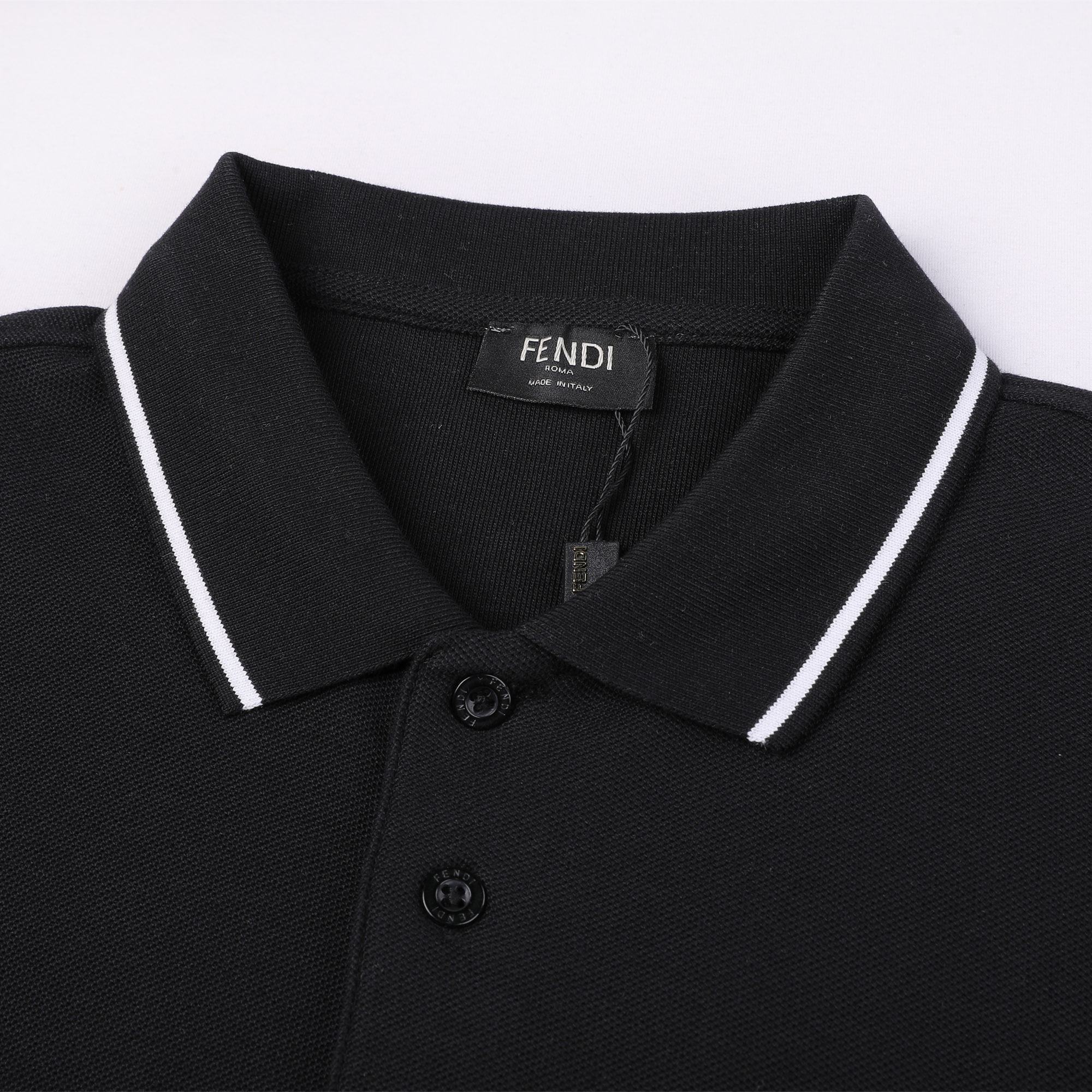 Fendi/芬迪23s新款小怪兽刺绣翻领polo衫短袖黑色